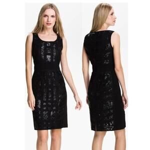 LAFAYETTE 148 Brooke Black Sequin Dress Sleeveless Size 6